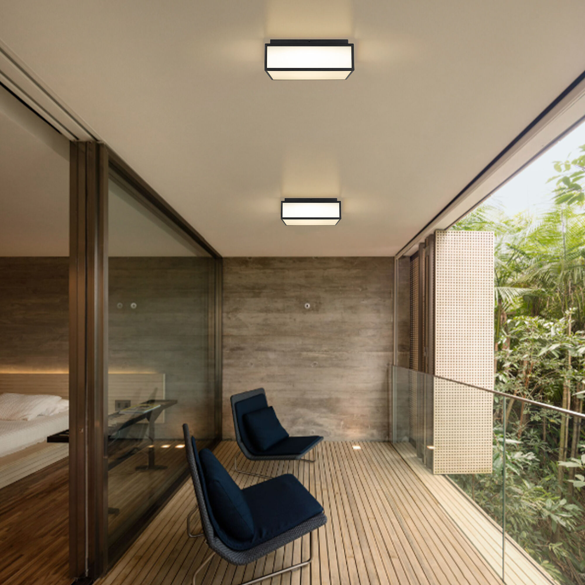 Panel Square LED 14 inch Sand Black Outdoor Flush Mount